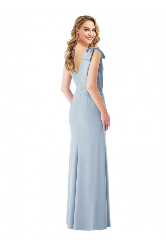 V-Back Light Sky Blue Trumpet V-Neck Long Semi Formal Evening Dress / Prom Dress / Bridesmaid Dress Hobart