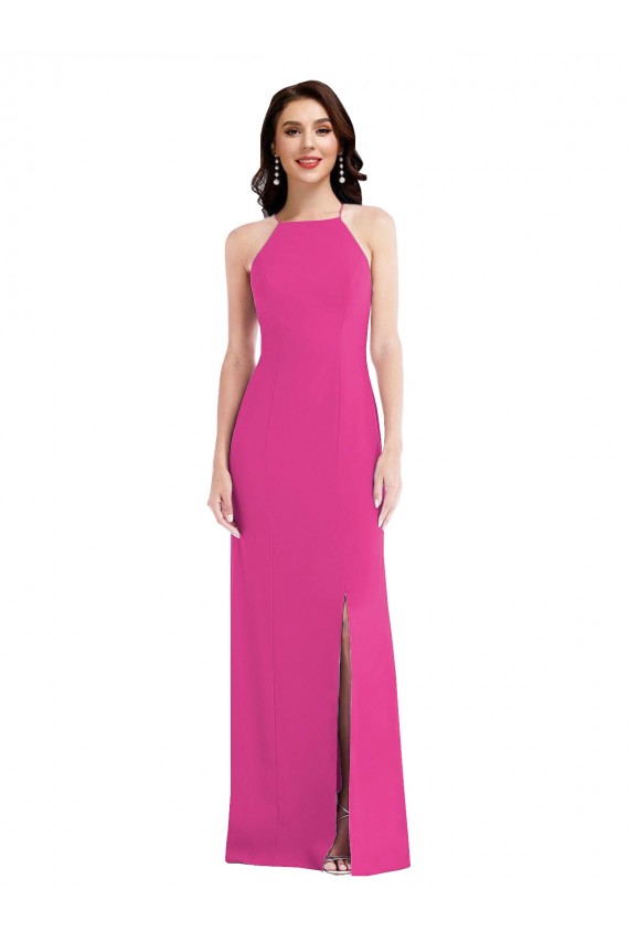 Open Back Fuchsia Trumpet High Neck Long Formal Evening Gown / Prom Dress / Bridesmaid Dress Hobart
