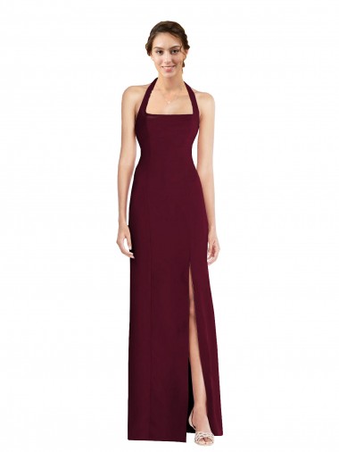 Open Back Burgundy Gold Trumpet Halter Neck Long Semi Formal Evening Dress / Prom Dress / Bridesmaid Dress Hobart