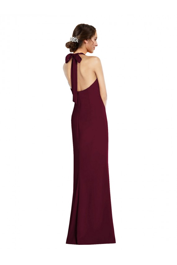 Open Back Burgundy Gold Trumpet Halter Neck Long Semi Formal Evening Dress / Prom Dress / Bridesmaid Dress Hobart