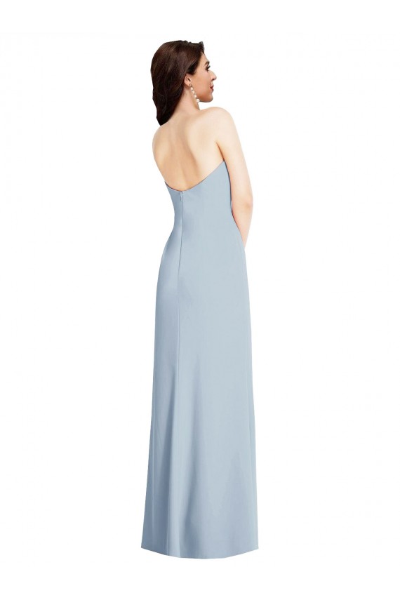 Low Back Light Sky Blue A-Line Strapless Long Formal Evening Gown / Prom Dress / Bridesmaid Dress Hobart