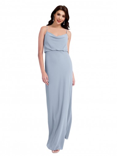 V-Back Smoke Blue Sheath Cowl Neck Long Formal Evening Gown / Prom Dress / Bridesmaid Dress Hobart