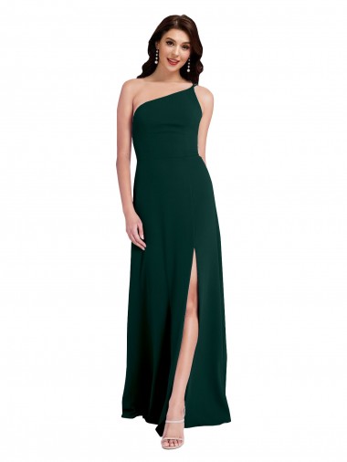 Open Back Midnight Green A-Line One Shoulder Long Formal Evening Gown / Prom Dress / Bridesmaid Dress Hobart
