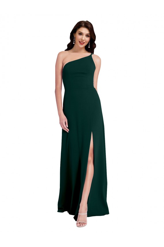 Open Back Midnight Green A-Line One Shoulder Long Formal Evening Gown / Prom Dress / Bridesmaid Dress Hobart