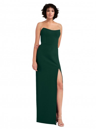Low Back Midnight Green Sheath Strapless Long Formal Evening Gown / Prom Dress / Bridesmaid Dress Hobart