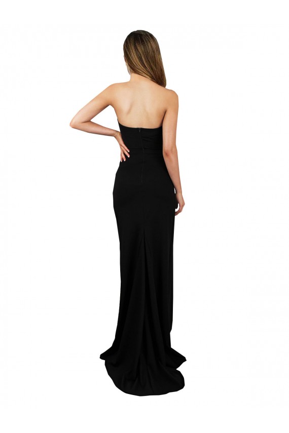 Low Back Black Column High Neck Long Formal Evening Gown / Prom Dress / Bridesmaid Dress Hobart