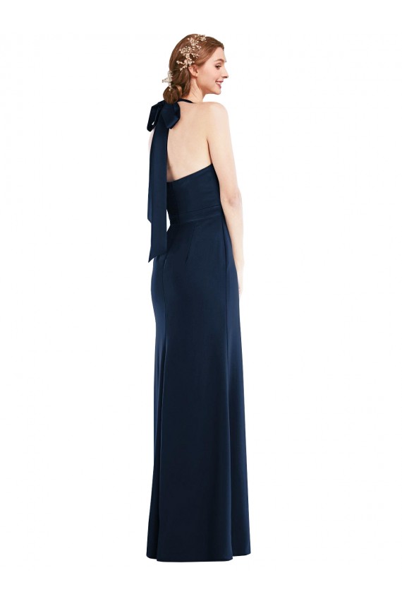 Open Back Dark Navy Trumpet High Neck Long Semi Formal Evening Dress / Prom Dress / Bridesmaid Dress Hobart