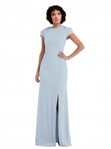 Keyhole Back Light Sky Blue Trumpet Jewel Neck Long Semi Formal Evening Dress / Bridesmaid Dress Hobart
