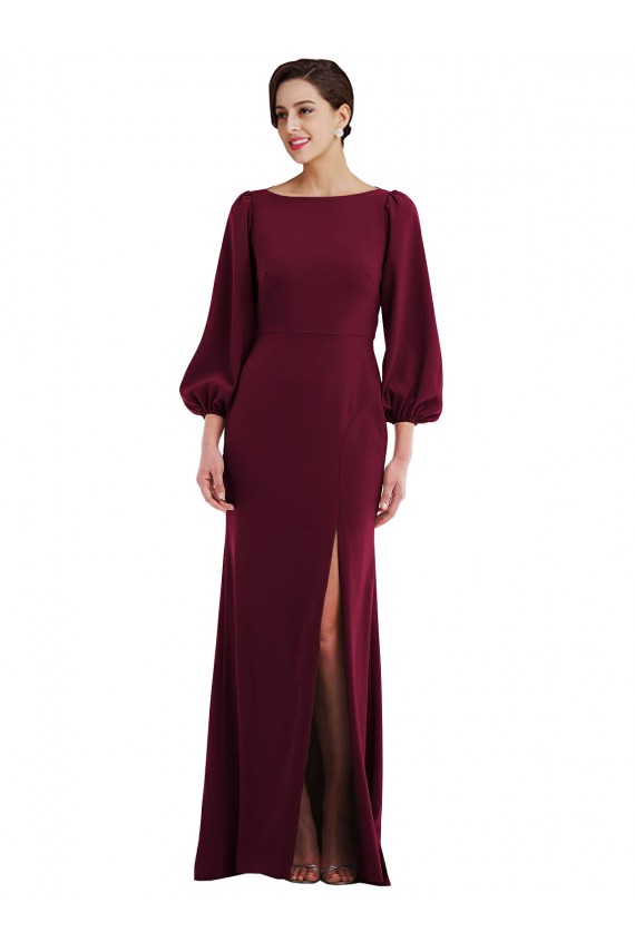 Open Back Burgundy Gold Trumpet Bateau Neck Long Formal Evening Gown / Prom Dress / Bridesmaid Dress Hobart