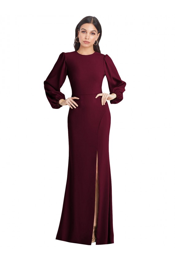 Open Back Burgundy Gold Trumpet Bateau Neck Long Formal Dress / Bridesmaid Dress Hobart