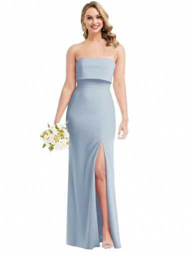 Low Back Light Sky Blue Trumpet Strapless Long Semi Formal Evening Dress / Prom Dress / Bridesmaid Dress Hobart