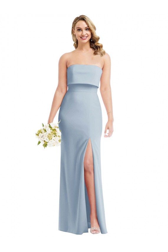 Low Back Light Sky Blue Trumpet Strapless Long Semi Formal Evening Dress / Prom Dress / Bridesmaid Dress Hobart