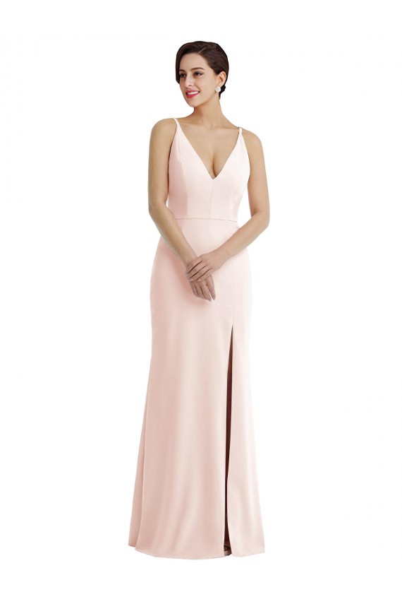 V-Back Pink Trumpet V-Neck Long Formal Evening Gown / Prom Dress / Bridesmaid Dress Hobart