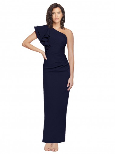 Dark Navy Sheath One Shoulder Long Formal Evening Gown / Prom Dress / Bridesmaid Dress Hobart