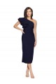 Dark Navy Sheath One Shoulder Midi Length Formal Evening Gown / Prom Dress / Bridesmaid Dress Hobart