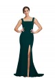 Midnight Green Sheath Square Neck Sweep Train Semi Formal Evening Dress / Prom Dress / Bridesmaid Dress Hobart