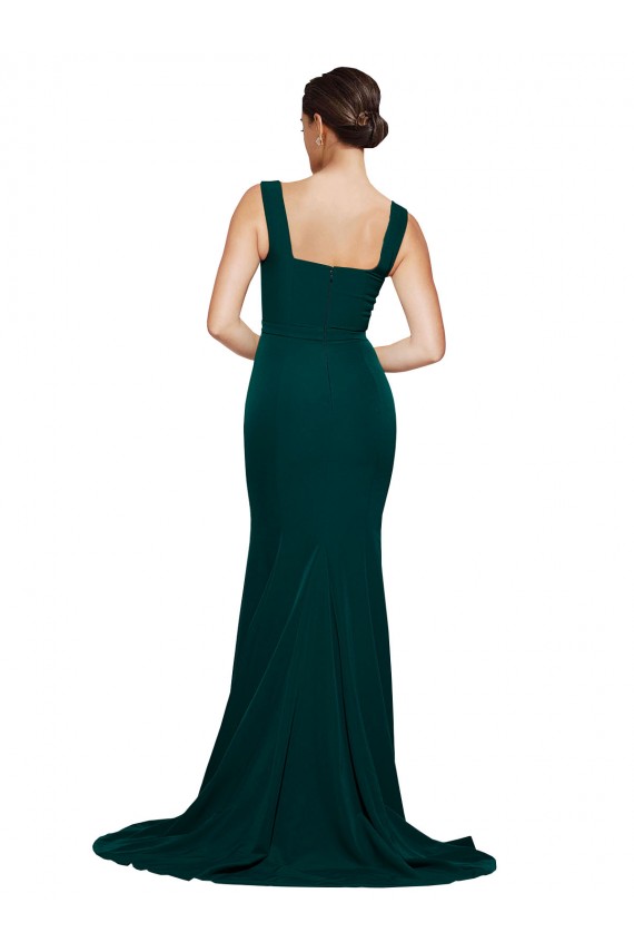 Midnight Green Sheath Square Neck Sweep Train Semi Formal Evening Dress / Prom Dress / Bridesmaid Dress Hobart