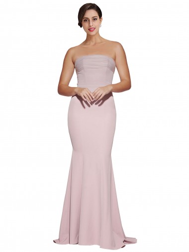 Low Back Mauve Sheath Strapless Sweep Train Formal Evening Gown / Prom Dress / Bridesmaid Dress Hobart