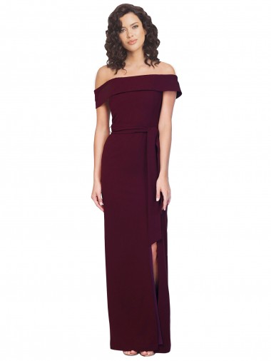 Low Back Burgundy Gold Sheath Square Neck Long Formal Evening Gown / Prom Dress / Bridesmaid Dress Hobart