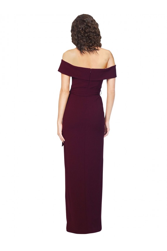 Low Back Burgundy Gold Sheath Square Neck Long Formal Evening Gown / Prom Dress / Bridesmaid Dress Hobart