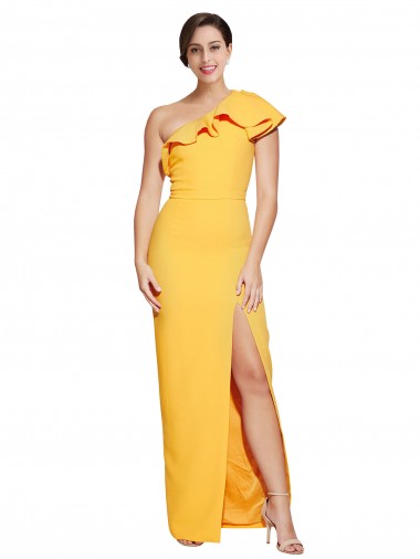 Saffron Sheath One Shoulder Long Formal Evening Gown / Prom Dress / Bridesmaid Dress Hobart