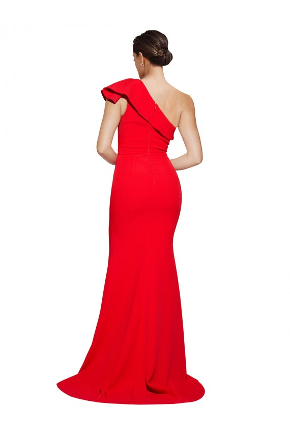 Red Sheath One Shoulder Sweep Train Semi Formal Evening Dress / Prom Dress / Bridesmaid Dress Hobart