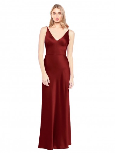 V-Back Burgundy A-Line V-Neck Long Formal Evening Gown / Prom Dress / Bridesmaid Dress Hobart