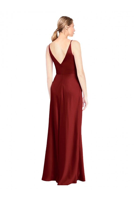 V-Back Burgundy A-Line V-Neck Long Formal Evening Gown / Prom Dress / Bridesmaid Dress Hobart
