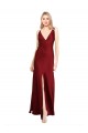 V-Back Burgundy A-Line V-Neck Long Black Tie Evening Gown / Prom Dress / Bridesmaid Dress Hobart