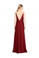 V-Back Burgundy A-Line V-Neck Long Black Tie Evening Gown / Prom Dress / Bridesmaid Dress Hobart