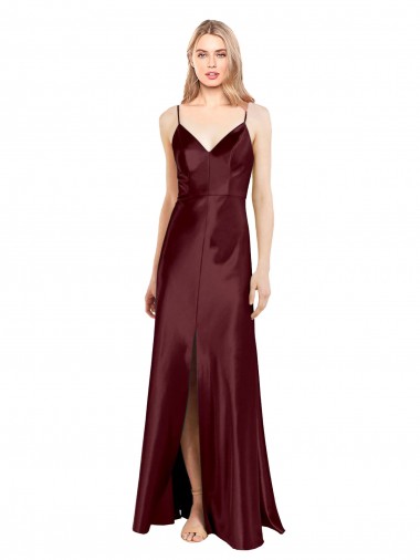 Burgundy Gold A-Line V-Neck Long Bridesmaid Dress / Evening Dress Hobart