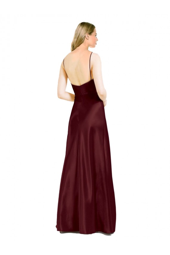 Burgundy Gold A-Line V-Neck Long Bridesmaid Dress / Evening Dress Hobart