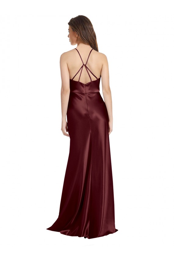 Burgundy Gold A-Line V-Neck Long Formal Evening Gown / Prom Dress / Bridesmaid Dress Hobart