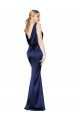 Low Back Dark Navy Sheath High Neck Long Formal Evening Gown / Prom Dress / Bridesmaid Dress Hobart