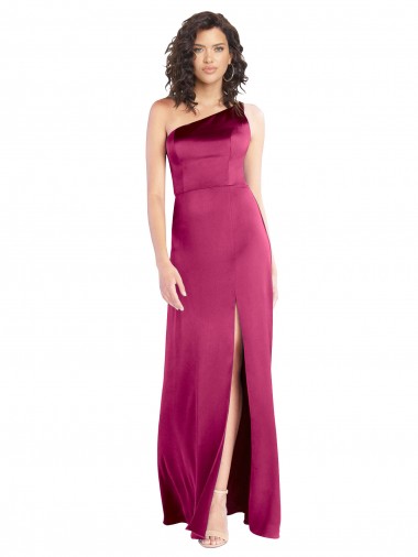 Open Back Fuchsia A-Line One Shoulder Long Formal Evening Gown / Prom Dress / Bridesmaid Dress Hobart