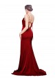 Open Back Burgundy Sheath Cowl Neck Sweep Train Black Tie Evening Gown / Prom Dress / Bridesmaid Dress Hobart