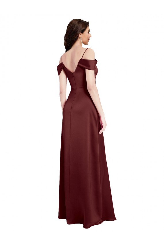 Burgundy Gold A-Line V-Neck Sleeveless Long Formal Dress / Bridesmaid Dress Hobart