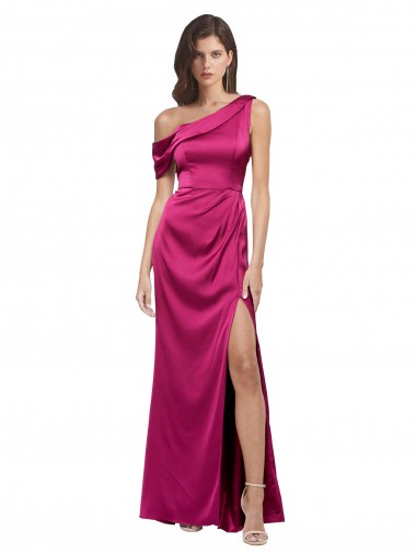 Fuchsia A-Line One Shoulder Long Bridesmaid Dress / Evening Dress Hobart