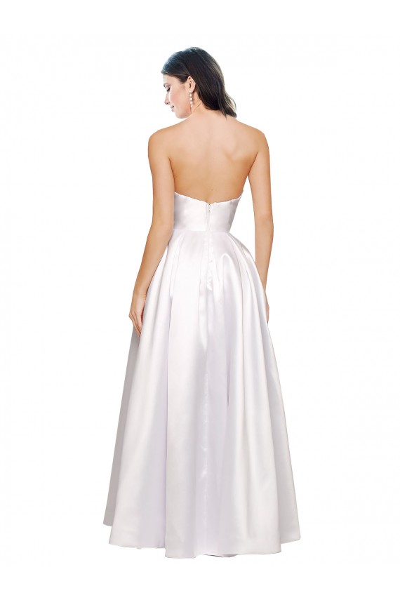 Low Back White A-Line Strapless Long Formal Evening Gown / Prom Dress / Bridesmaid Dress Hobart
