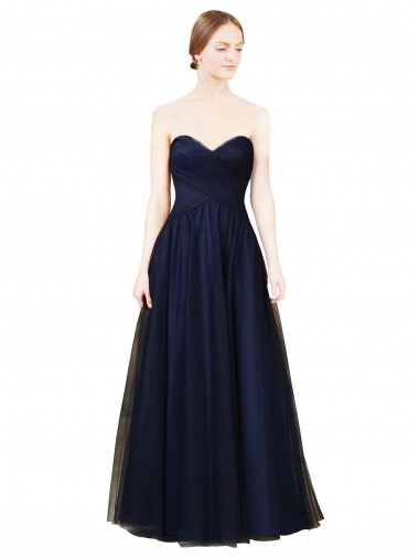 Dark Navy A-Line Strapless Long Bridesmaid Dress / Evening Dress Hobart