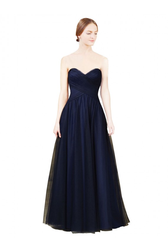 Dark Navy A-Line Strapless Long Bridesmaid Dress / Evening Dress Hobart