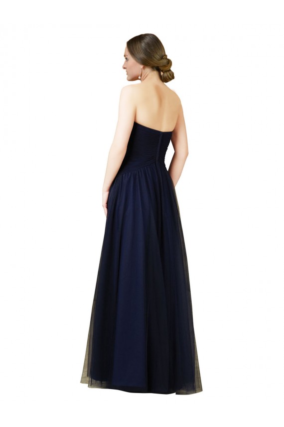 Dark Navy A-Line Strapless Long Bridesmaid Dress / Evening Dress Hobart