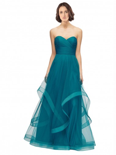 Turquoise A-Line Strapless Long Bridesmaid Dress Hobart