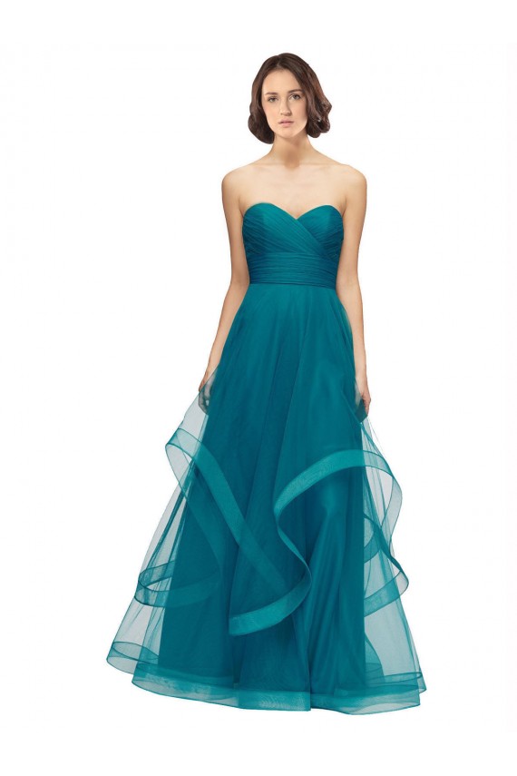 Turquoise A-Line Strapless Long Bridesmaid Dress Hobart