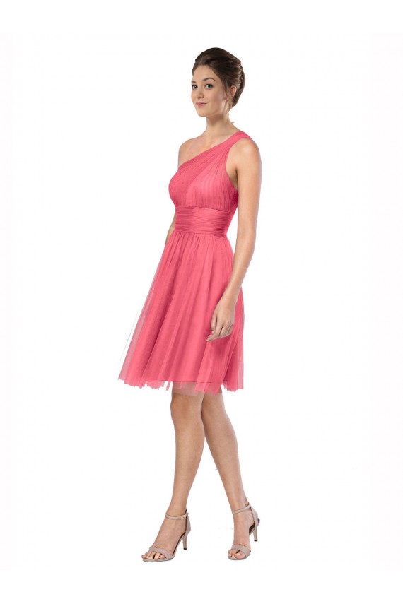 Watermelon A-Line One Shoulder Long Bridesmaid Dress Hobart