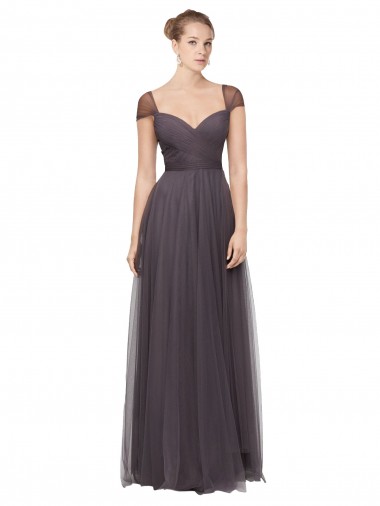 Pewter A-Line Sweetheart Long Bridesmaid Dress Hobart