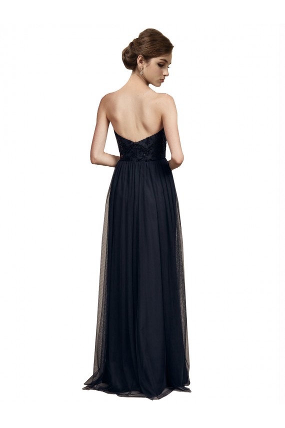 Black A-Line Strapless Long Bridesmaid Gown Hobart