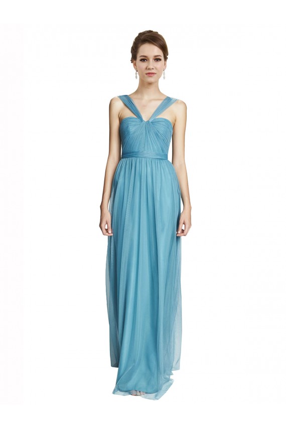 Sky Blue A-Line V-Neck Long Bridesmaid Dress Hobart
