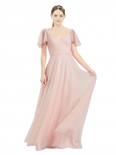 Pink A-Line V-Neck Long Formal Dress / Bridesmaid Dress Hobart