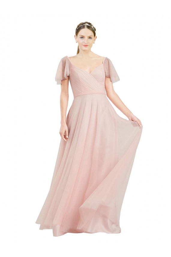 Pink A-Line V-Neck Long Formal Dress / Bridesmaid Dress Hobart